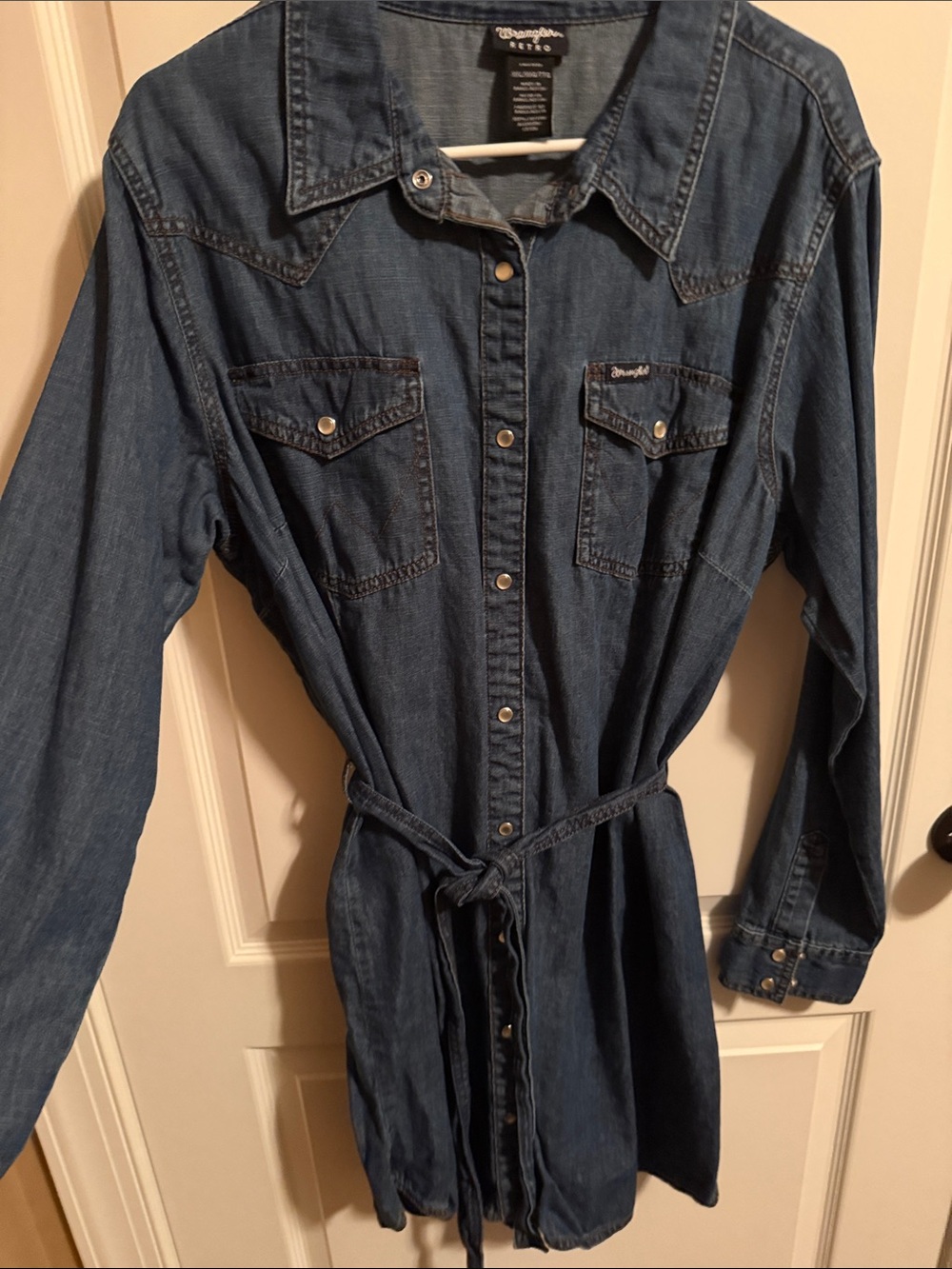 Wrangler Blue Denim Shirt Dress with Waist Tie - Picture 5 of 6